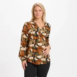 MARTA DU CHATEAU dame skjorte - 8128 - Black/Tabacco New