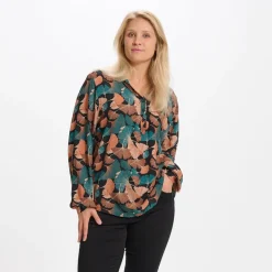 MARTA DU CHATEAU dame skjorte - 8128 - Black/Ottanio