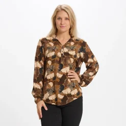 MARTA DU CHATEAU dame skjorte - 8128 - Fango/black New