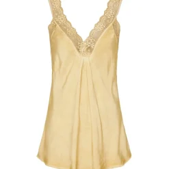 MARTA DU CHATEAU dame top med blondekant 21336 - Senape Best