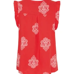MARTA DU CHATEAU dame top MdcElke - Red/WhitePrint Online