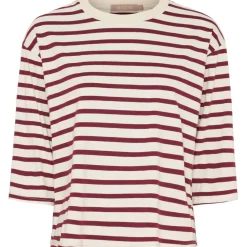 MARTA DU CHATEAU dame T-Shirt MdcBrooklyn 58351 - Beige/Bordeaux