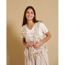 MARTA DU CHATEAU dame vest 473 - Multi Beige Discount