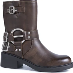 SHOES Milja Dame bikerstøvler 68242 - Brown Discount