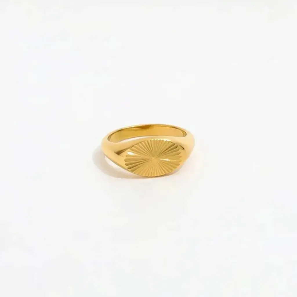 muun STUDIOS Sun Signet Oval Ring 18K belagt R025 - Guld Clearance