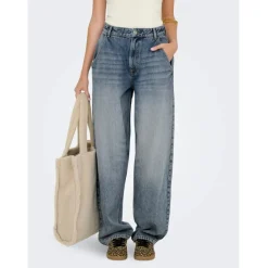 ONLY ONLGIA MID LOOSE BAGGY DNM DOT413 - Medium blue denim