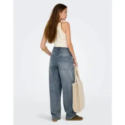 ONLY ONLGIA MID LOOSE BAGGY DNM DOT413 - Medium blue denim