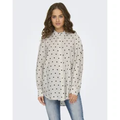 ONLY dame bluse ONLLILIAN - Cloud Dancer BLACK DOTS Clearance