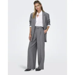 ONLY dame bukser ONLLINDA - Medium grey melange Best