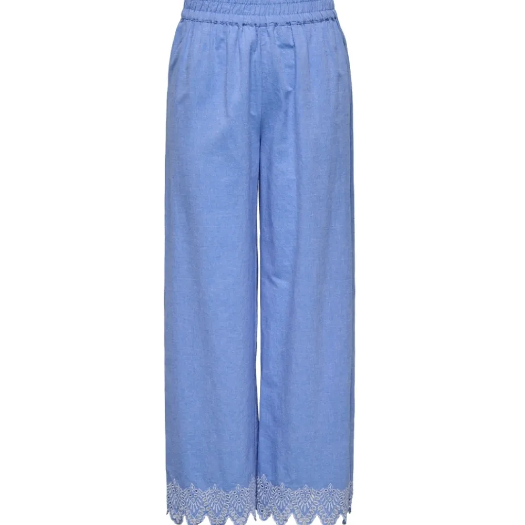 ONLY dame bukser ONLPAULA - Blue Bonnet BRIGHT WHITE EMB. Discount