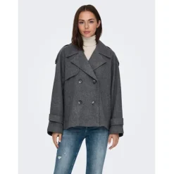 ONLY dame jakke ONLMAISY - Dark Grey Melange Black lining