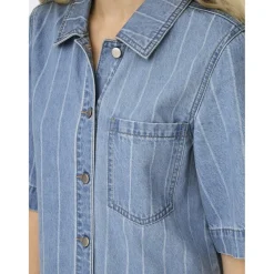 ONLY dame kjole ONLASTA - Light Blue Denim STRIPE Sale