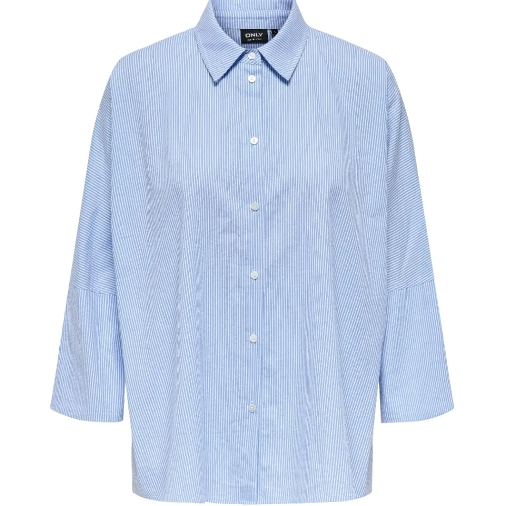 ONLY dame skjorte ONLAUGUSTA - Cloud Dancer BLUE STRIPES Outlet