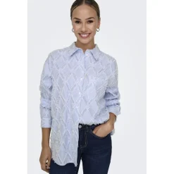 ONLY dame skjorte ONLBENI - Bright White EBB AND FLOW Sale