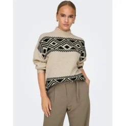 ONLY dame strik ONLVICTORIA - Pumice Stone BLACK JACQUARD Clearance