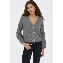 ONLY dame strik trøje ONLDONNA - Medium grey melange Discount
