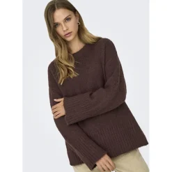 ONLY dame strik trøje ONLMAGGIE - Seal Brown Hot