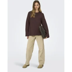 ONLY dame strik trøje ONLMAGGIE - Seal Brown Hot