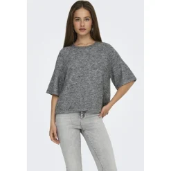 ONLY dame striktrøje ONLAZU - Dark grey melange Clearance