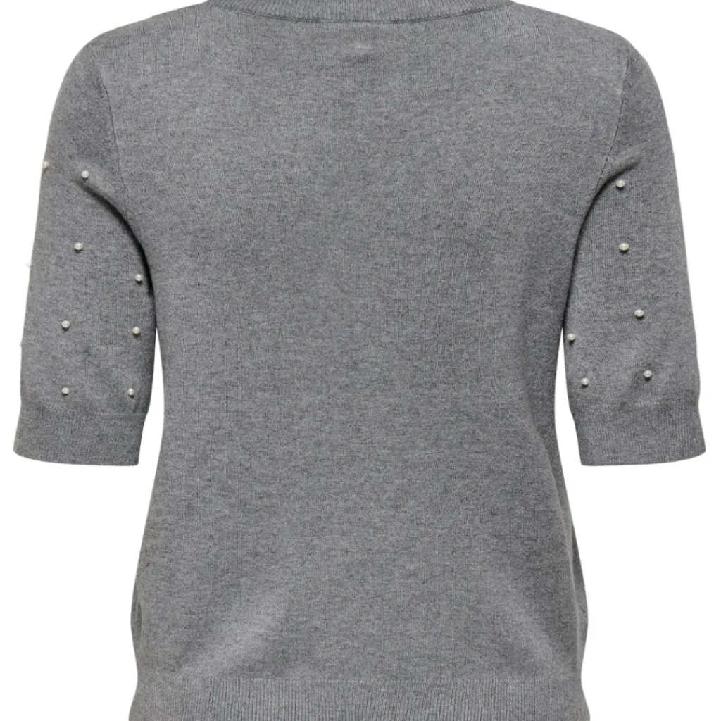 ONLY DAME STRIKTRØJE ONLVENICE - Light Grey Melange White Pearls New