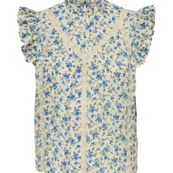ONLY dame top ONLCHALINE - Cloud Dancer FLOWER SPEARMINT PRINT New