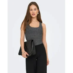 ONLY DAME TOP ONLEA - Black Silver Glitter Outlet