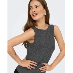 ONLY DAME TOP ONLEA - Black Silver Glitter Outlet