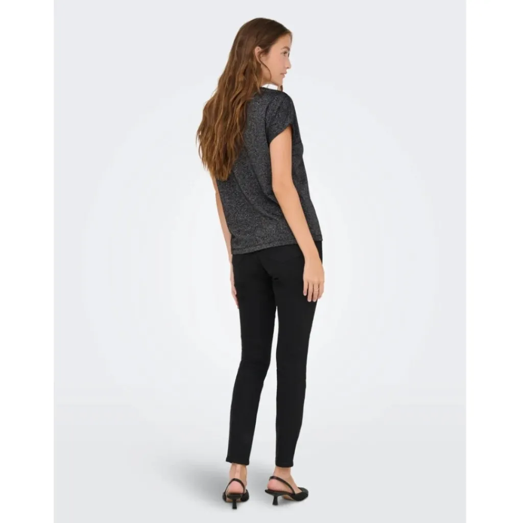 ONLY DAME TOP ONLMOSTER - Black Silver lurex Discount