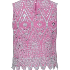 ONLY dame top ONLTULUM - Fuchsia Pink BRIGHT WHITE EMB. Best