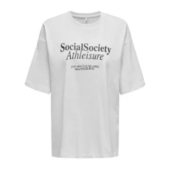 ONLY dame t-shirt ONLCASSIE - Light Grey Melange Social + labels brooklyn Best