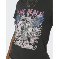 ONLY dame t-shirt ONLLUCY - Black The rebel Sale