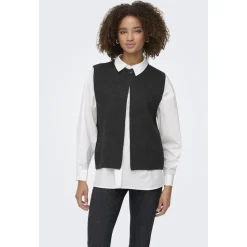 ONLY dame vest ONLANNELI - Dark grey melange Hot
