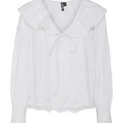 PIECES dame bluse PCANNABELLE - Bright White Bright White embroidery Clearance