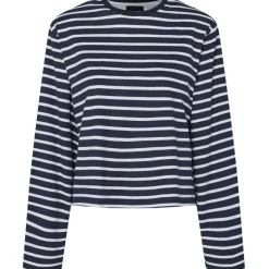 PIECES dame bluse PCFIONA - Maritime Blue Bright White