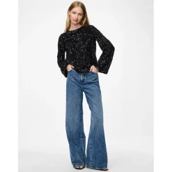 PIECES dame bluse PCKAM - Black Black sequins Best