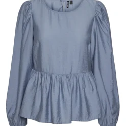 PIECES dame bluse PCNIKO - Faded denim Hot