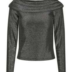 PIECES dame bluse PCSANDRA - Black Silver lurex Outlet