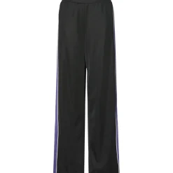 PIECES dame bukser PCFELICIA - Black Ultraviolet/white stripe