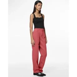 PIECES dame bukser PCFRIA - High Risk Red Washed Best