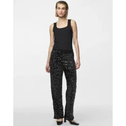 PIECES dame bukser PCKAM - Black Black sequins Sale