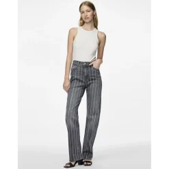 PIECES dame bukser PCSIFFI - Grey Denim RHINESTONE Clearance