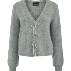 PIECES dame cardigan PCANNA - Medium Grey Melange Silver Glitter Bow Clearance