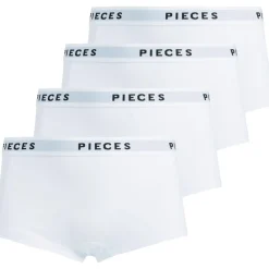 PIECES dame hipsters PCLOGO LADY 4-PACK - Bright White Discount