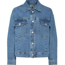 PIECES dame jakke PCELMA - Medium blue denim