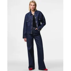 PIECES dame jakke PCELMA - Dark Blue Denim RINSE WASH Hot