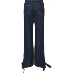 PIECES dame jeans PCOFELIA - Medium Blue Denim Black satin bow Sale