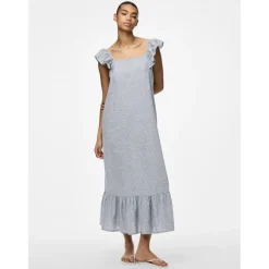 PIECES dame kjole PCAPIA - Nautical Blue Stripes Bright white Hot