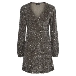 PIECES dame kjole PCKAM - Morel Silver sequins New