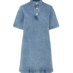 PIECES dame kjole PCKENYA - Medium blue denim Clearance