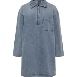 PIECES dame kjole PCRENE - Medium blue denim Discount